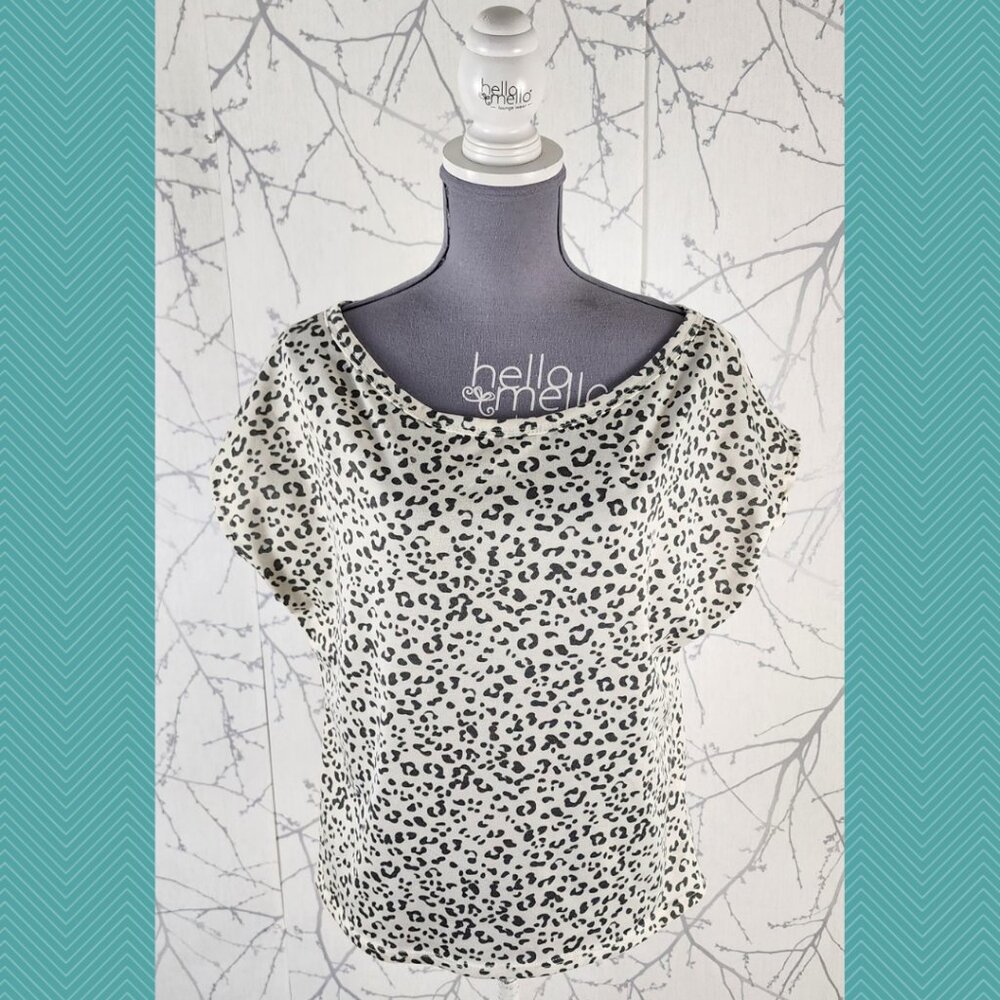 Drew Beige Leopard Print Round Neck Loose Fit Top